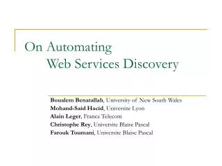 On Automating 	Web Services Discovery