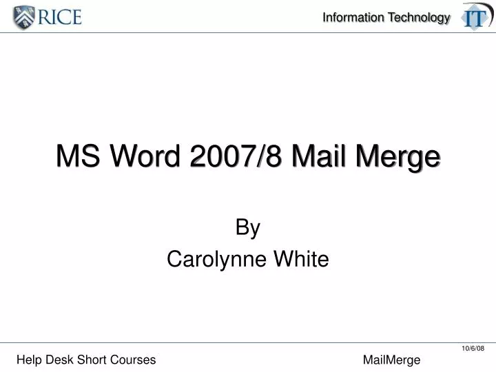 ms word 2007 8 mail merge