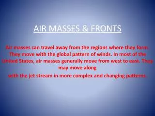 AIR MASSES &amp; FRONTS