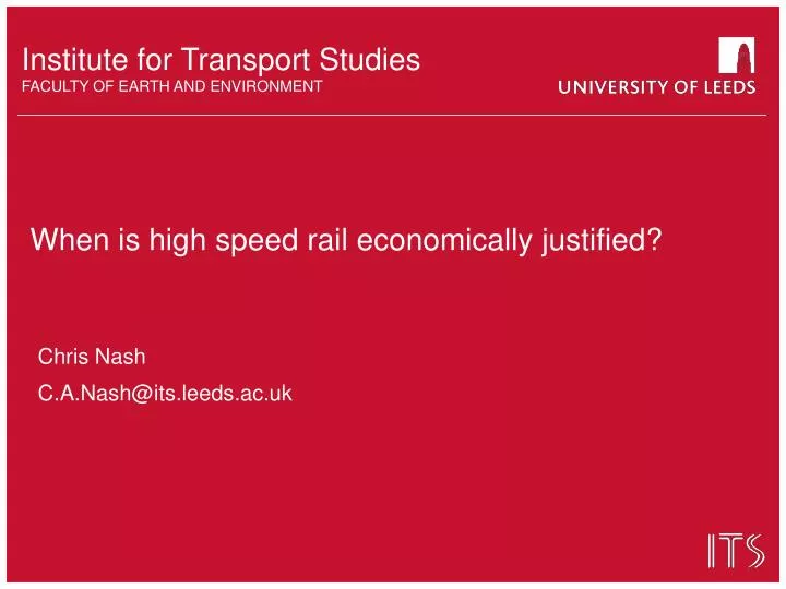 when is high speed rail economically justified