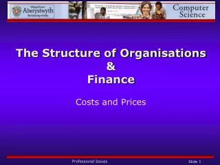 The Structure of Organisations &amp; Finance