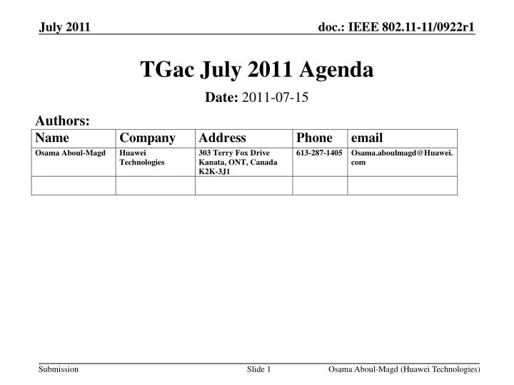 tgac july 2011 agenda