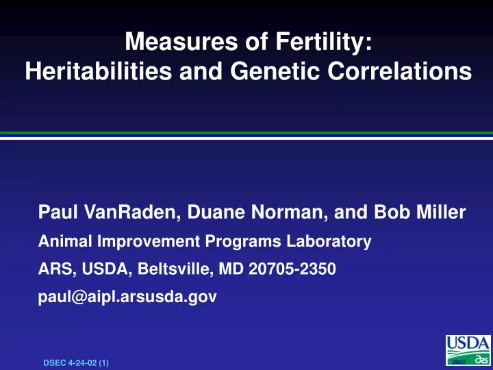 measures of fertility heritabilities and genetic correlations