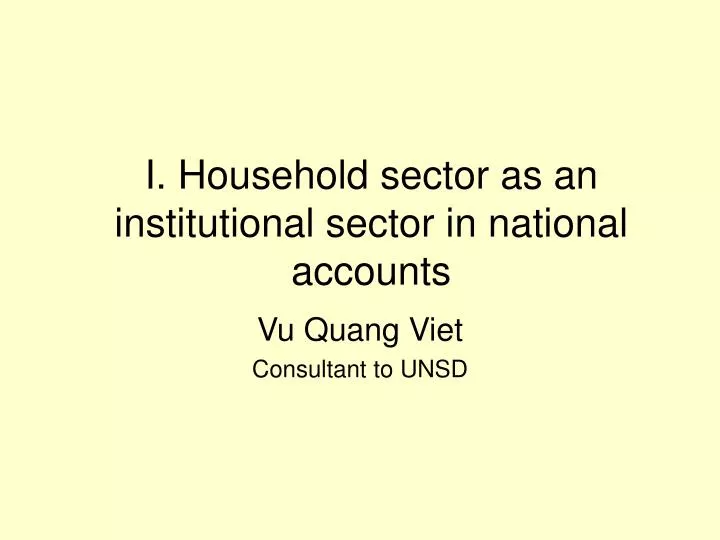 i household sector as an institutional sector in national accounts