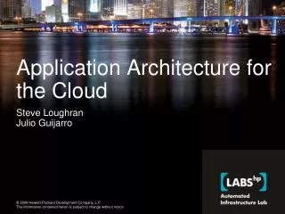 Application Architecture for the Cloud