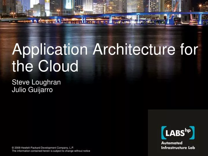 application architecture for the cloud