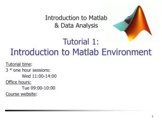Introduction to Matlab &amp; Data Analysis