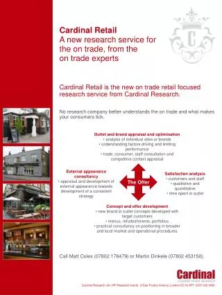 Cardinal Retail A new research service for the on trade, from the on trade experts