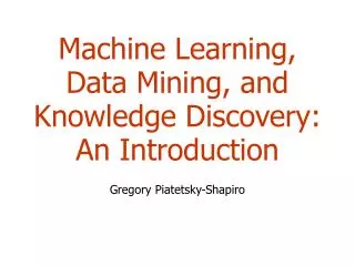 machine learning data mining and knowledge discovery an introduction