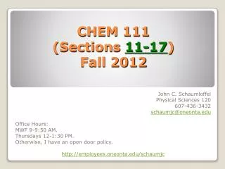 CHEM 111 (Sections 11-17 ) Fall 2012