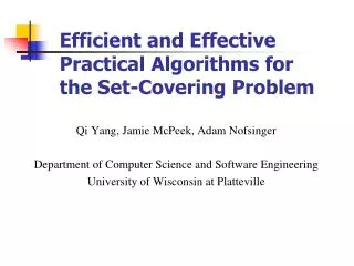 Efficient and Effective Practical Algorithms for the Set-Covering Problem