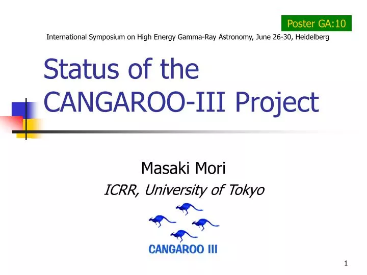 status of the cangaroo iii project