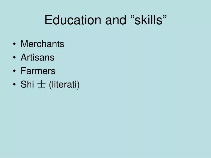 education and skills