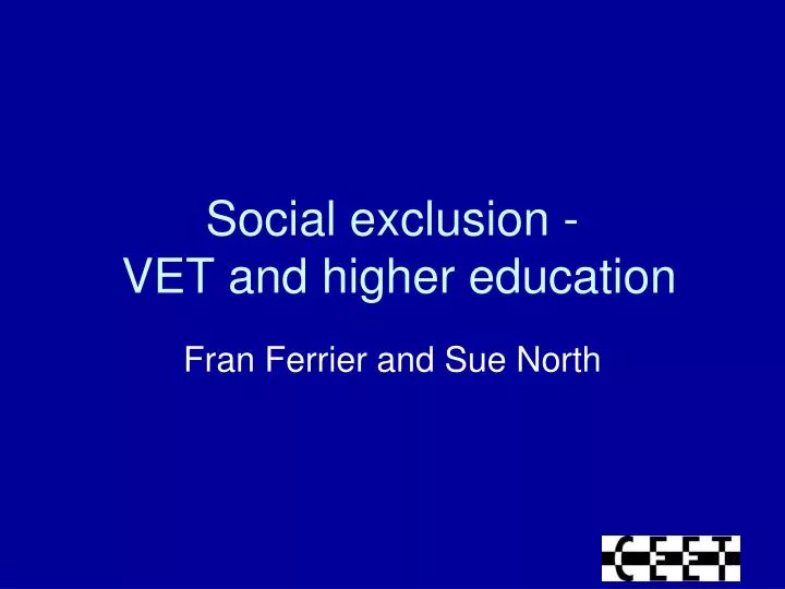 social exclusion vet and higher education