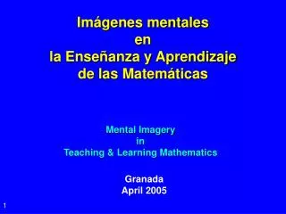 Mental Imagery in Teaching &amp; Learning Mathematics