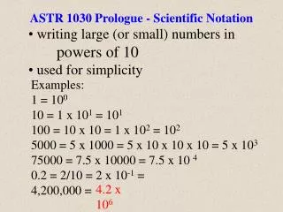 ASTR 1030 Prologue - Scientific Notation
