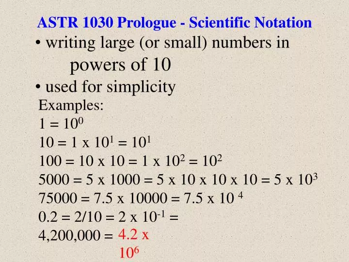 astr 1030 prologue scientific notation