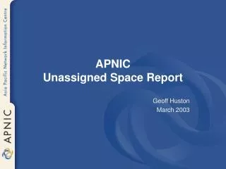 APNIC Unassigned Space Report