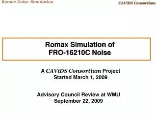 Romax Simulation of FRO-16210C Noise