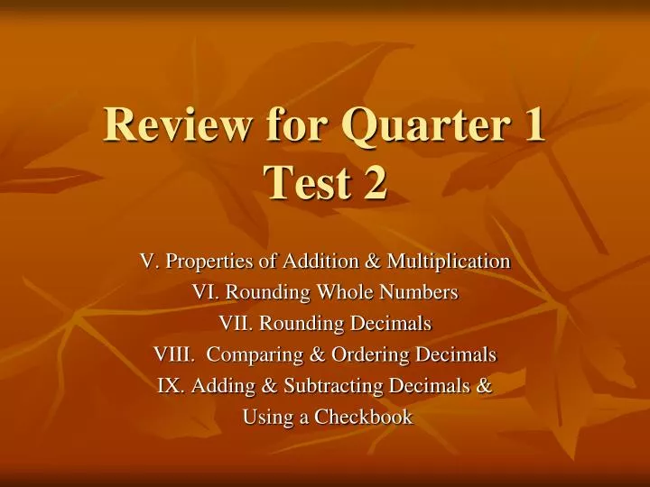 review for quarter 1 test 2