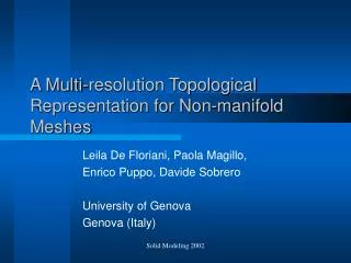 A Multi-resolution Topological Representation for Non-manifold Meshes
