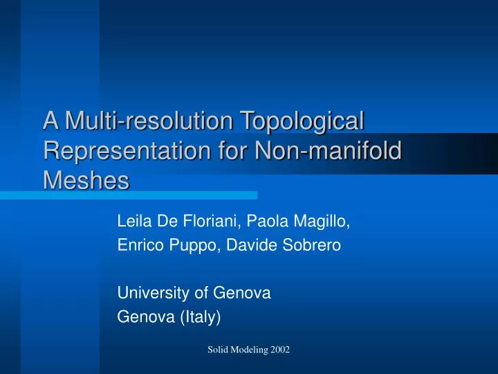 a multi resolution topological representation for non manifold meshes