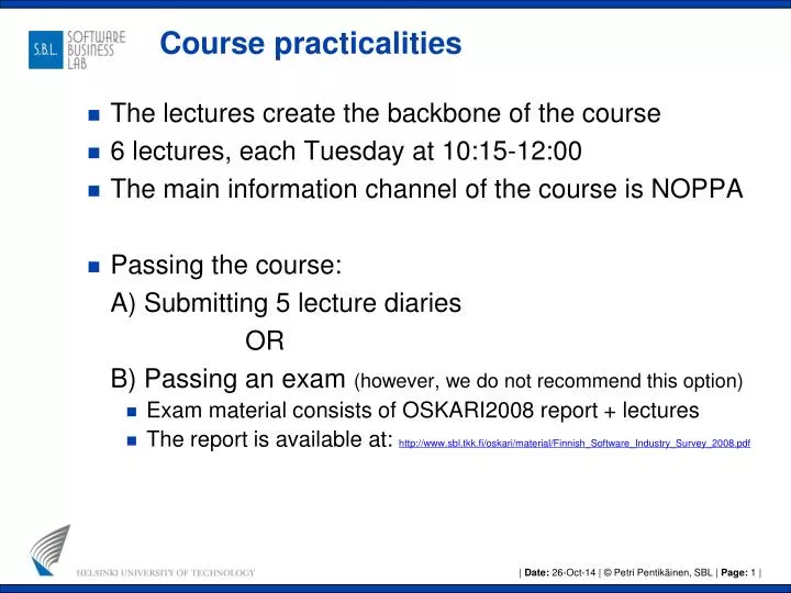 course practicalities