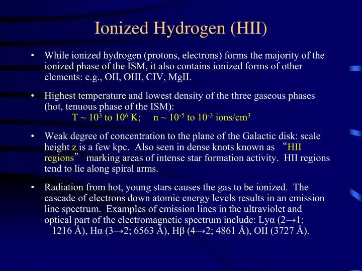 ionized hydrogen hii