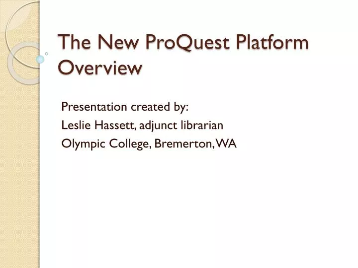 the new proquest platform overview