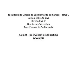 aula 24 do invent rio e da partilha da cola o
