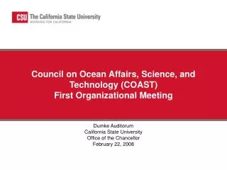 Council on Ocean Affairs, Science, and Technology (COAST) First Organizational Meeting