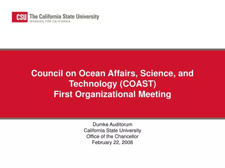 council on ocean affairs science and technology coast first organizational meeting