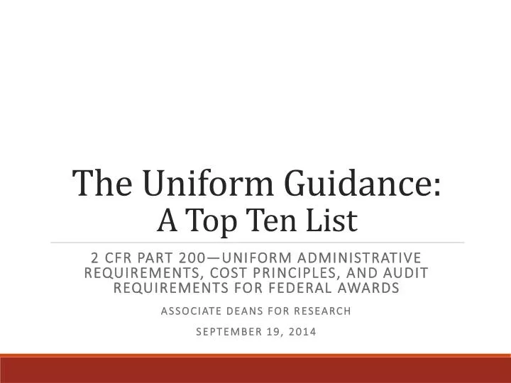 the uniform guidance a top ten list