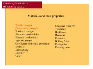 Materials and their properties
