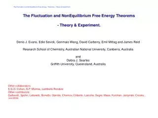 The Fluctuation and NonEquilibrium Free Energy Theorems - Theory &amp; Experiment.