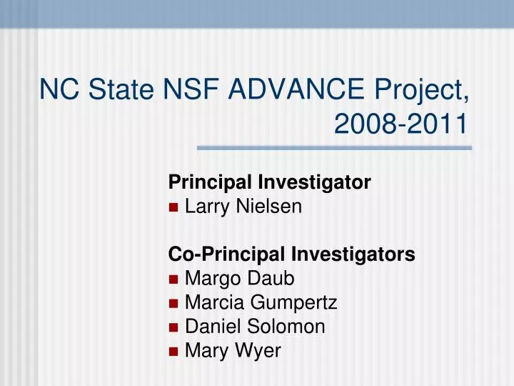 nc state nsf advance project 2008 2011