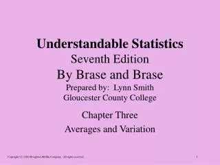 Chapter Three Averages and Variation