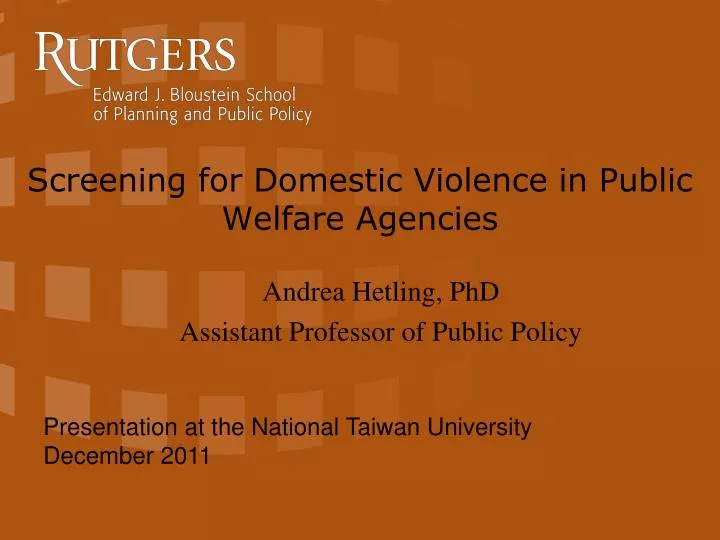 screening for domestic violence in public welfare agencies