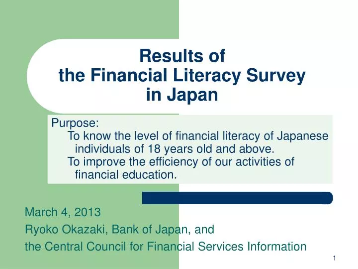 results of the financial literacy survey in japan