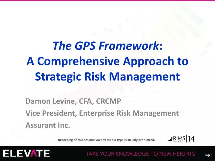 the gps framework a comprehensive approach to strategic risk management