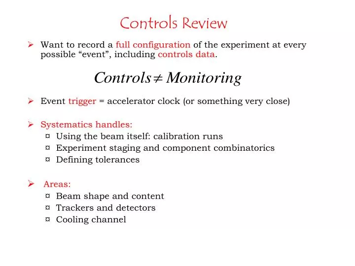 controls review