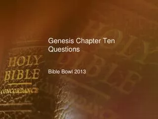 Genesis Chapter Ten Questions