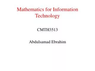 Mathematics for Information Technology