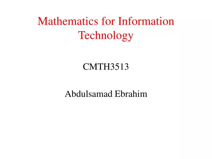 mathematics for information technology