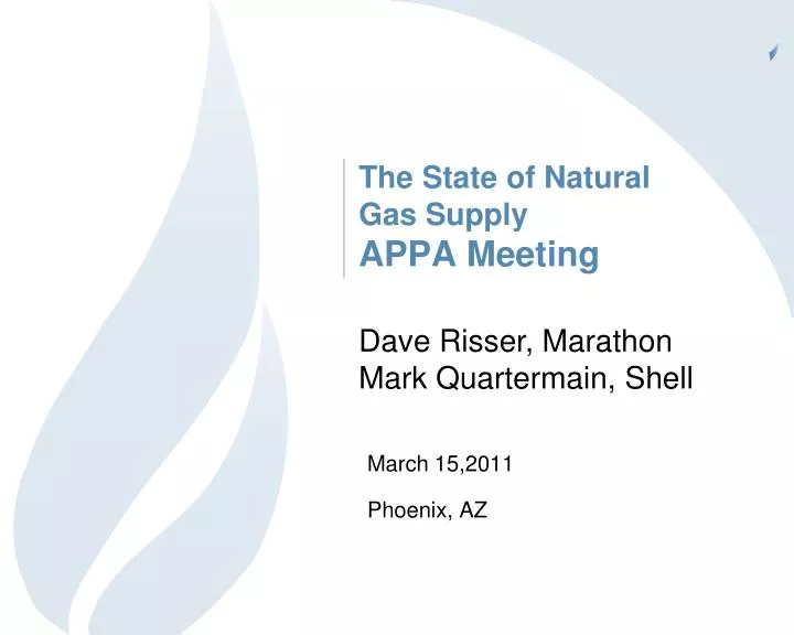 the state of natural gas supply appa meeting