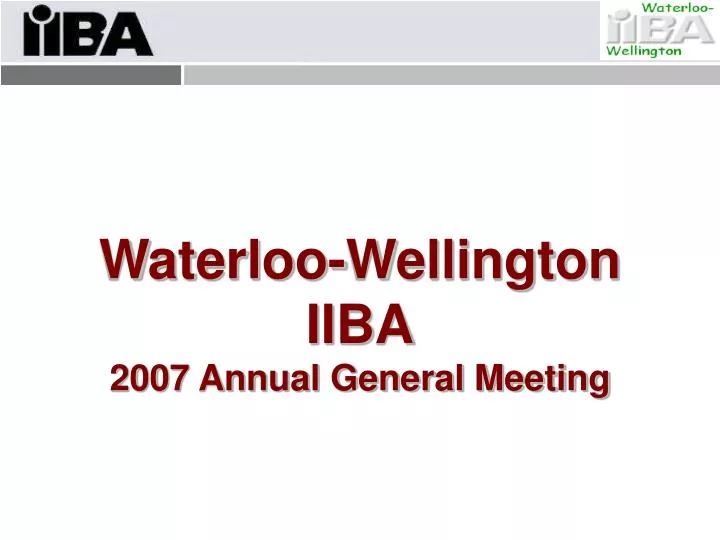 waterloo wellington iiba 2007 annual general meeting
