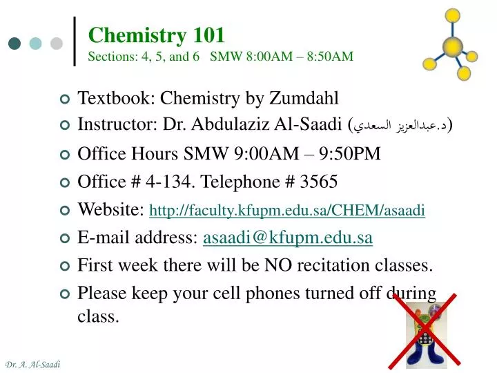chemistry 101 sections 4 5 and 6 smw 8 00am 8 50am