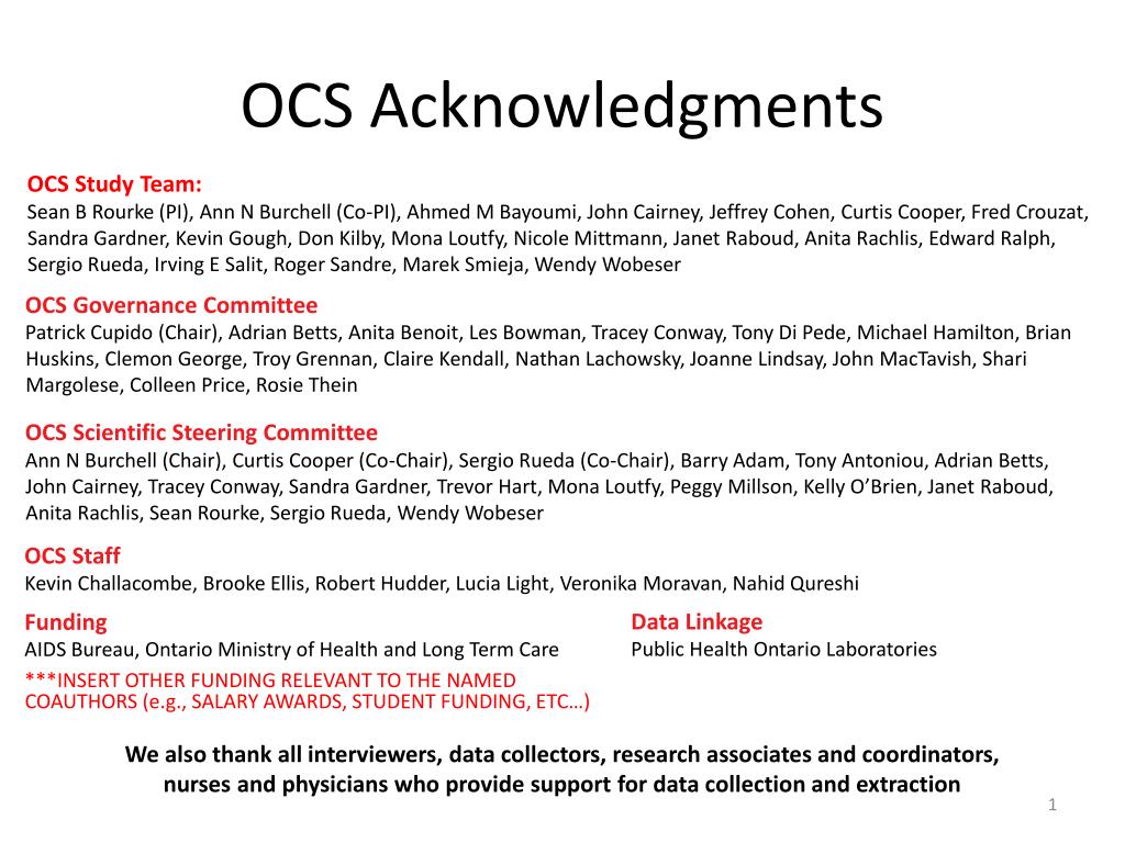 Example Ocs Application PPT - OCS Acknowledgments PowerPoint Presentation, free download - ID ...