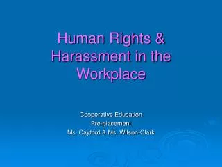 Human Rights &amp; Harassment in the Workplace