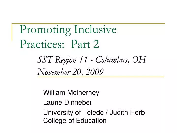 promoting inclusive practices part 2 sst region 11 columbus oh november 20 2009